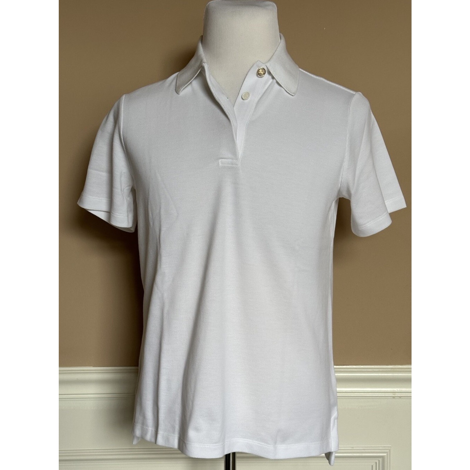 Burberry Adele Women’s White Cotton Polo Shirt S 8066325 Portugal Nwt $510